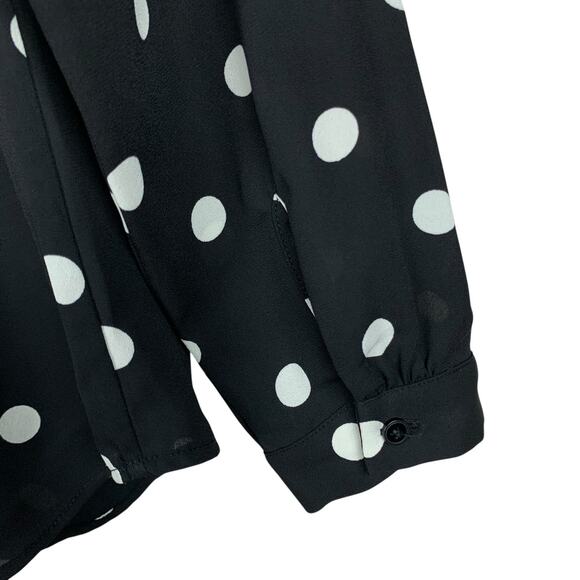 Talbots Polka Dot Blouse Tie Neck Black White Long Sleeve Women's S - Picture 4 of 5